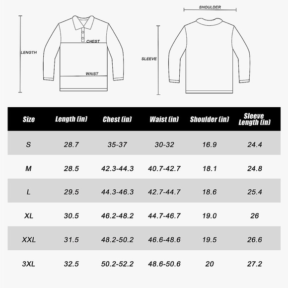 Men's Long Sleeve Golf Polo Shirt for Spring 2023 Moisture-Wicking, Breathable - Picture 6 of 7